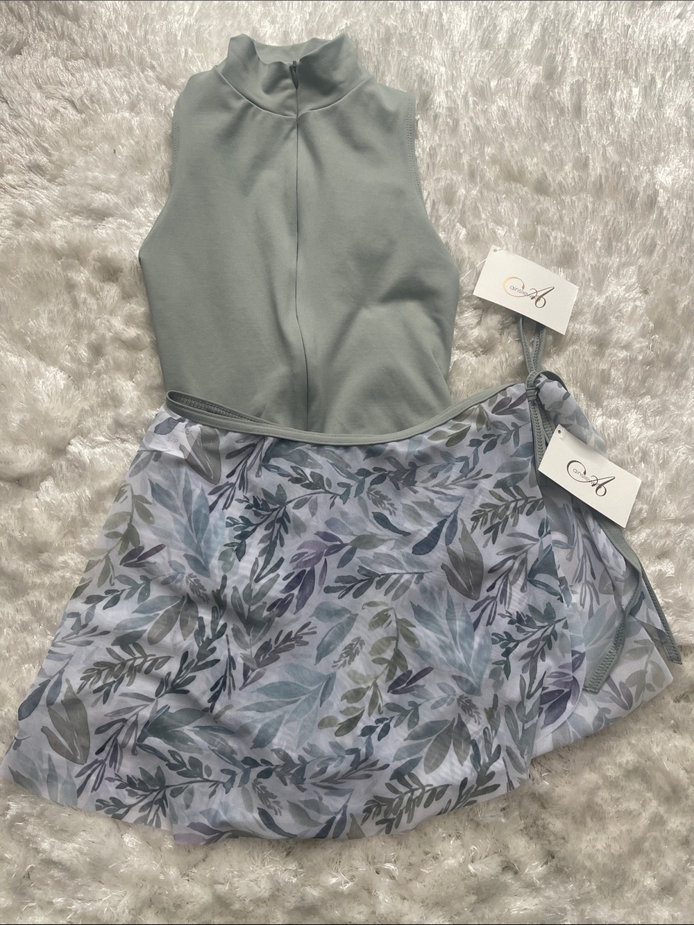 Ainsliewear Soft Fern Small Dance Leotard and Wrap Skirt
